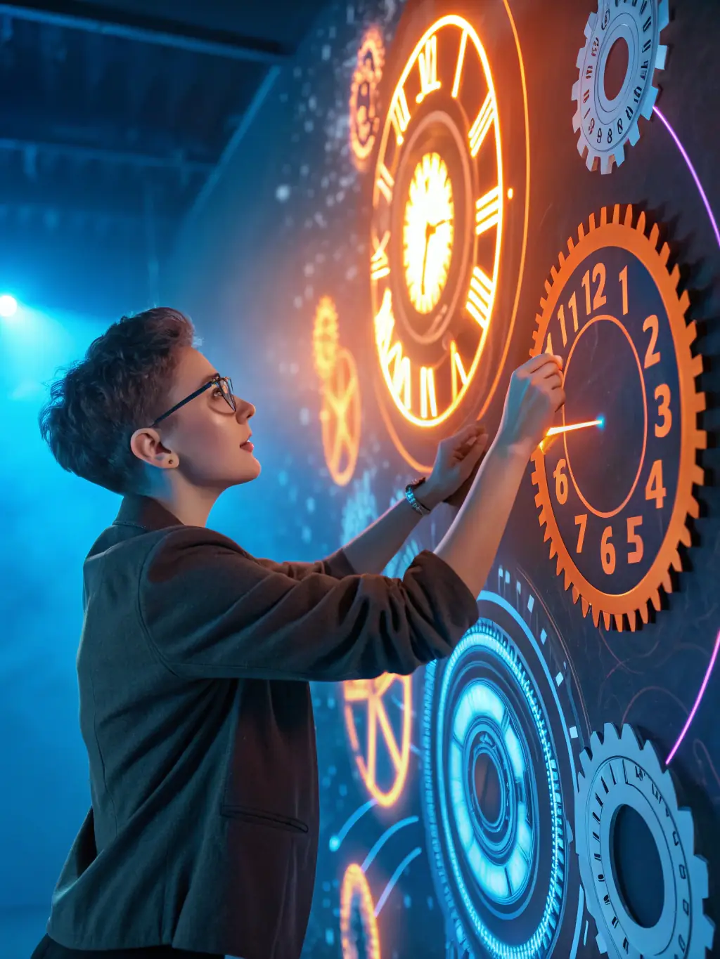 A captivating image from 'ChronoCraft', showing players manipulating time to solve complex puzzles, emphasizing the game's innovative mechanics and engaging gameplay, suitable for Wending Entertainment's featured games.